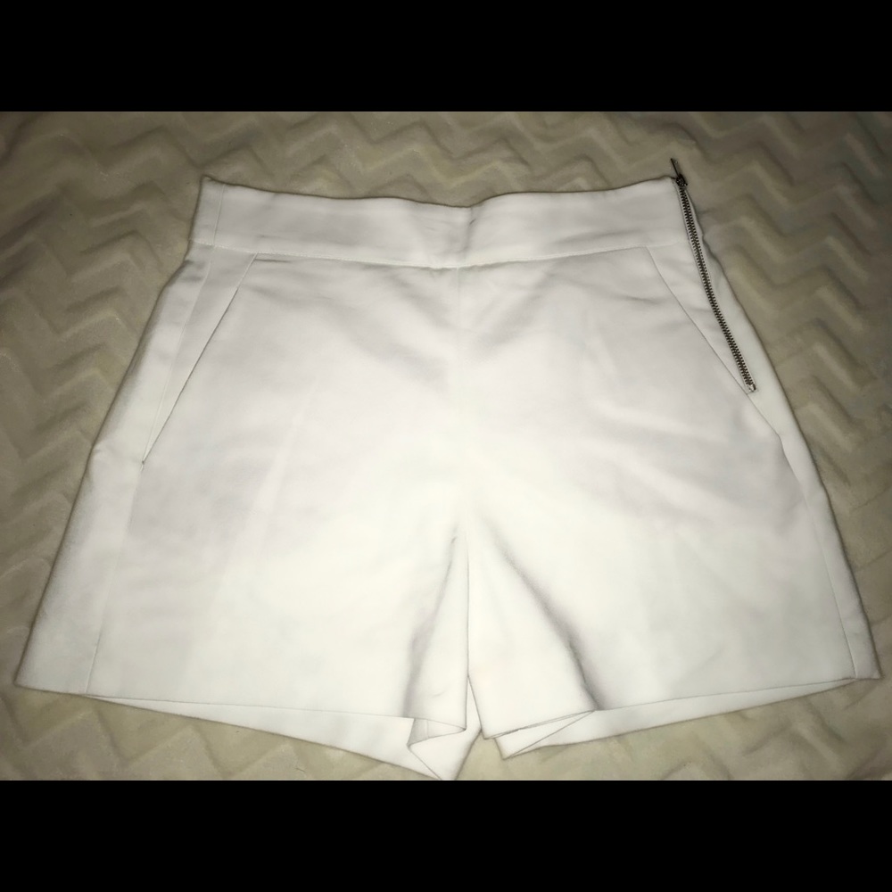 Zara high rise structured white shorts
